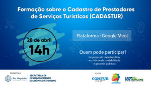 Read more about the article Evento gratuito de formação busca desenvolver o setor e incentivar cadastro em sistema do Ministério do Turismo