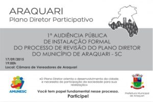 Read more about the article Definidas datas das Audiências Públicas sobre o novo Plano Diretor de Araquari