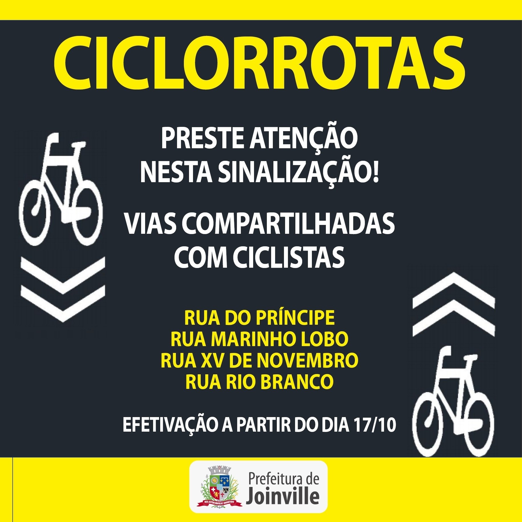 Read more about the article MOBILIDADE – Prefeitura de Joinville implanta a primeira ciclorrota na cidade na próxima terça-feira (17/10)