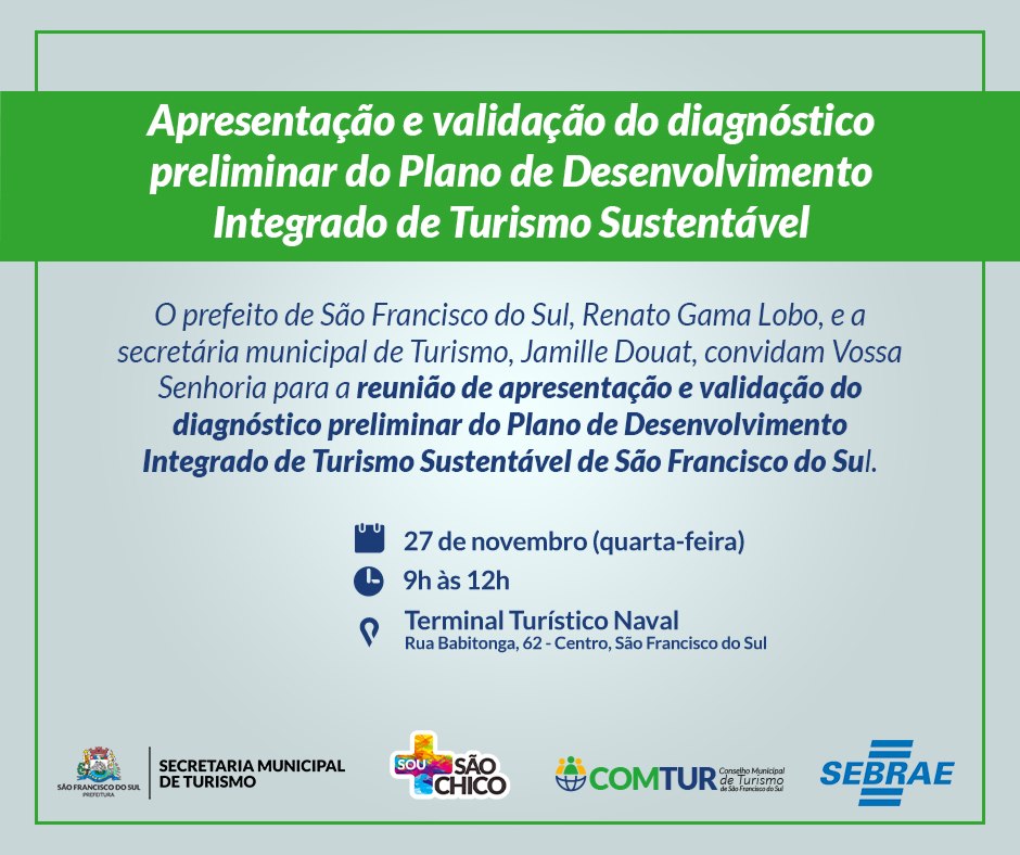 Read more about the article Reunião vai apresentar diagnóstico do Plano Municipal de Turismo