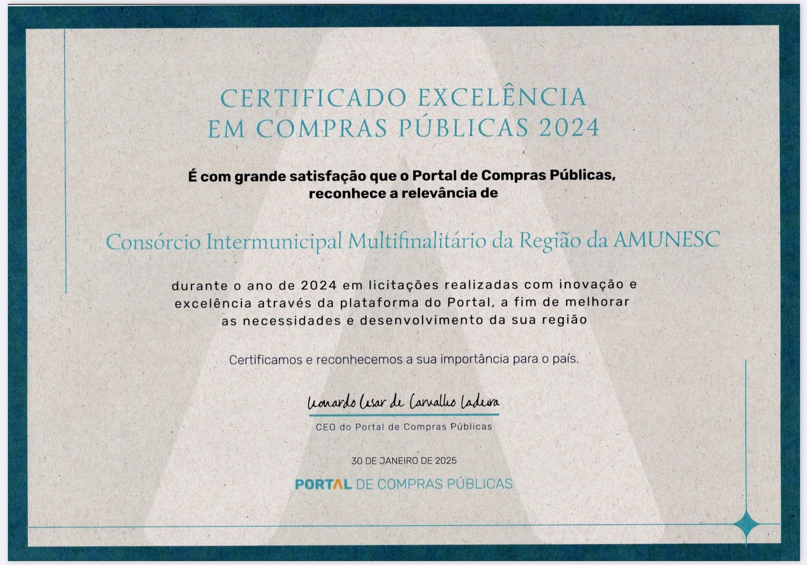 You are currently viewing CIM-Amunesc conquista o primeiro Certificado de Excelência em Compras Públicas